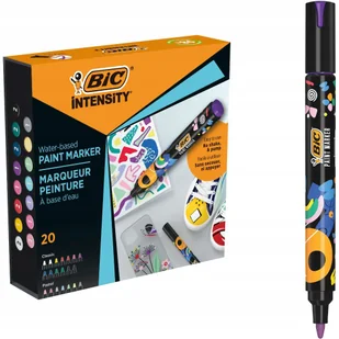 BIC INTENSITY MARKERY AKRYLOWE ZESTAW x20 WODOODPORNE PISAKI MAZAKI Z FARBĄ - Zakreślacze - miniaturka - grafika 1