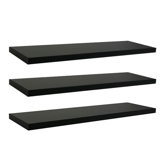 Półka Ścienna Wisząca 80 Cm Czarna Komplet 3 Sztuk