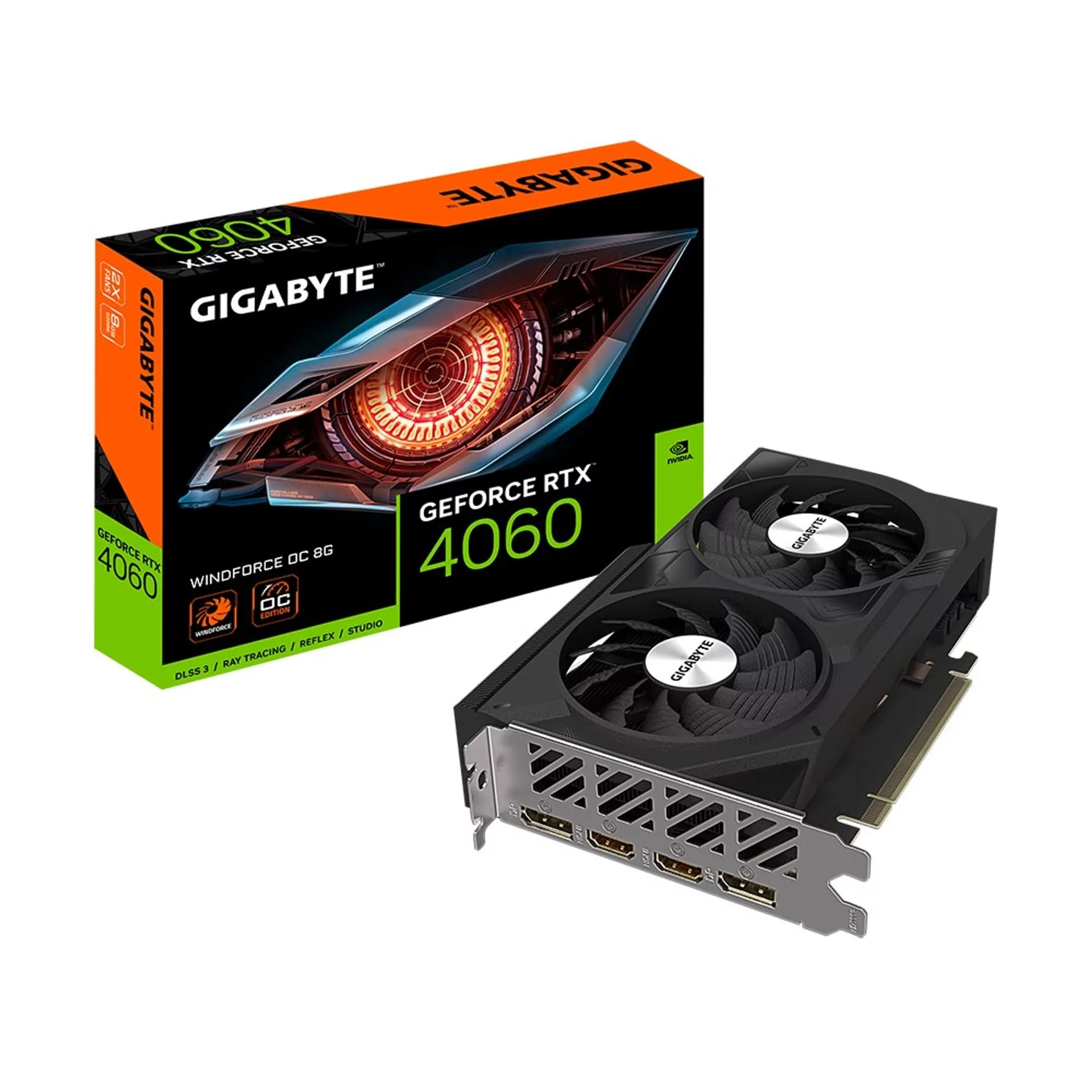 Gigabyte GeForce RTX 4060 WINDFORCE OC - 8GB - GDDR6 - 128bit GV-N4060WF2OC-8GD