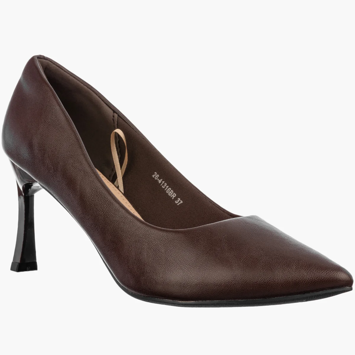 Szpilki Damskie Ekoskóra Eleganckie Buty Na Obcasie Klasyczne Brązowe 40