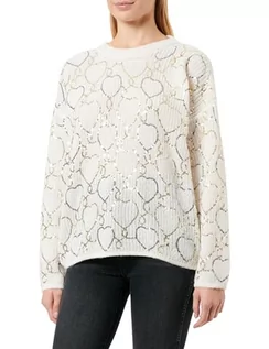Swetry damskie - faina Damski Fashion Love Cekinowy kardigan z dzianiny WOLLWEISS rozmiar XS/S, biały (wollweiss), XL - grafika 1