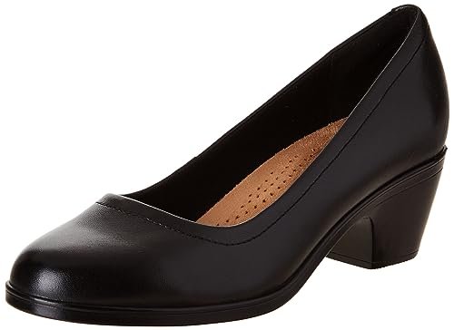 Clarks Damskie czółenka Emily 2 rubinowe, Czarna skóra, 7.5