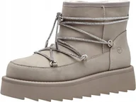 Śniegowce damskie - TAMARIS ŚNIEGOWCE BEŻOWE Z OZDOBNYMI SZNURÓWKAMI I PLATFORMĄ 39 6AA - miniaturka - grafika 1