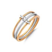 Pierścionki - Złoty pierścionek z diamentami białe, żółte złoto - miniaturka - grafika 1