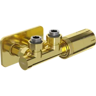 Zawory i kraniki - Mexen G05 zestaw termostatyczny kątowy z maskownicą S, Duplex, DN50, złoty - W907-958-910-50 - miniaturka - grafika 1