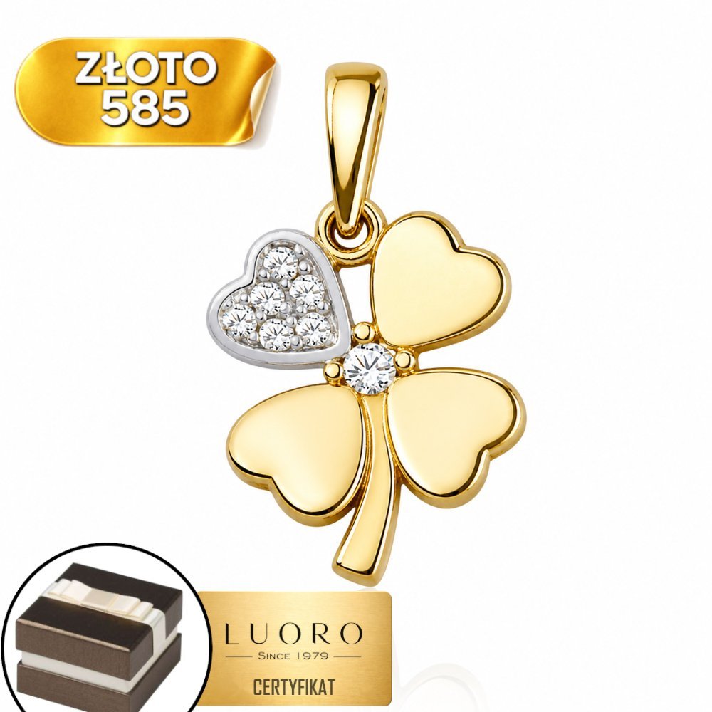 ZAWIESZKA ZŁOTA 585 14K KONICZYNKA Z CYRKONIAMI 1,6 CM ELEGANCKA