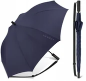Parasole - PARASOLKA PARASOL DAMSKA MĘSKA ESPRIT DŁUGA GRANATOWA Z PASKIEM - miniaturka - grafika 1