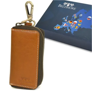 Etui na klucze premium skórzane kluczówka Beltimore tan P87 brązowy, beżowy - Etui na dokumenty i karty - miniaturka - grafika 1