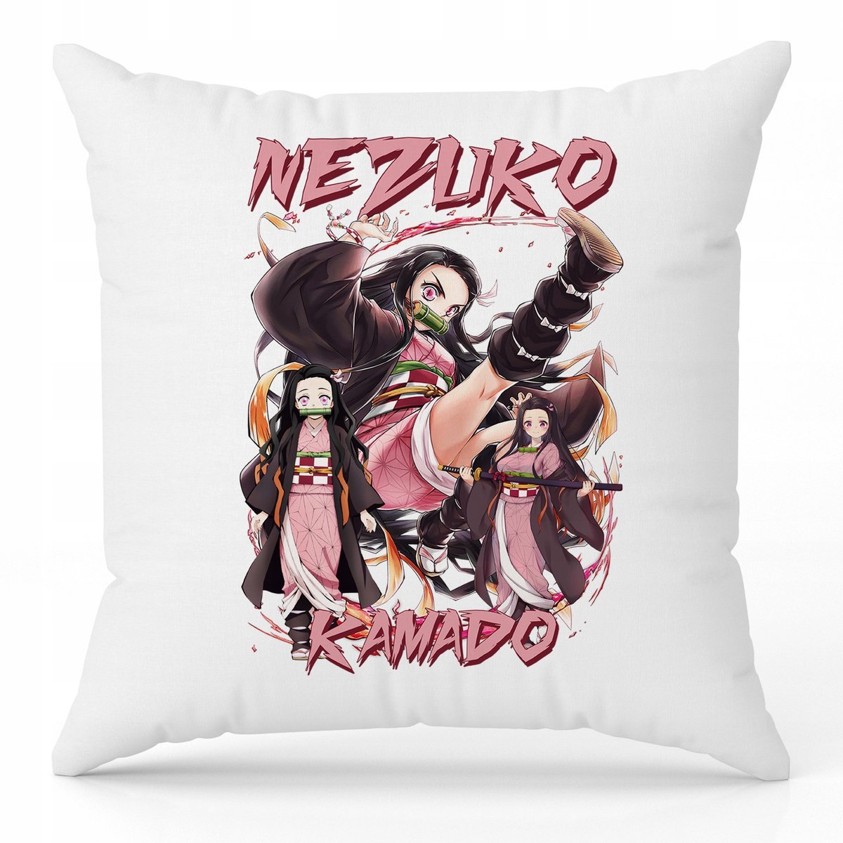 Poduszka Biała Ozdobna 40cm x 40cm NEZUKO GIRL Film Anime Na Prezent Wzory