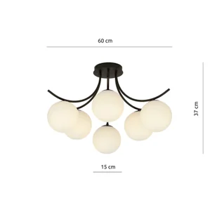 Emibig BOSTON 6 BLACK/OPAL 1109/6 lampa sufitowa czarna szklane klosze 1109/6 - Lampy sufitowe - miniaturka - grafika 6
