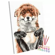 Malowanie po numerach - Zestaw do malowania po numerach, 40x50 cm, Lisek z Kawą - miniaturka - grafika 1