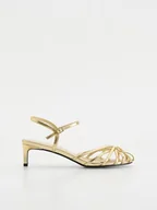 Moda i Uroda OUTLET - Reserved - Złote sandały na obcasie - złoty - miniaturka - grafika 1