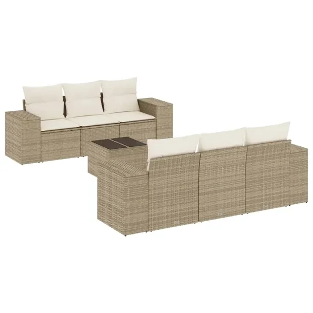 Zestaw mebli ogrodowych modułowych beżowy rattan PE, wymiary 55x62x69 cm,