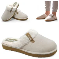 Kapcie damskie - Kapcie Domowe Ciepłe Klapki Damskie Wygodne Inblu Beżowe Laczki Futerko 38 - miniaturka - grafika 1