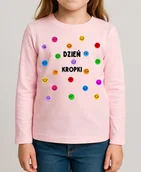 Koszulki dla dziewczynek - Różowa koszulka z długim rękawkiem na Dzień Kropki dla dziewczynki wzór kropki27 - miniaturka - grafika 1