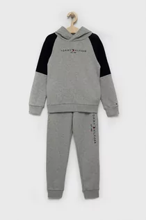 Dresy i komplety dla chłopców - Tommy Hilfiger dres bawełniany dziecięcy kolor szary - grafika 1