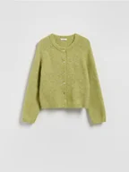 Swetry damskie - Reserved - Kardigan z domieszką alpaki - oliwkowy - miniaturka - grafika 1