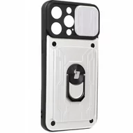 Etui i futerały do telefonów - Bizon Etui Case CamShield Card Slot Ring do iPhone 14 Pro Max białe - miniaturka - grafika 1