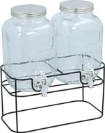 Karafki - Cuisine Elegance dyspenser do napojów ze stojakiem 2 x 4 litry - Koktajle, dystrybutor wody, dystrybutor soku, karafka, szklany kran - przezroczysty/czarny - miniaturka - grafika 1