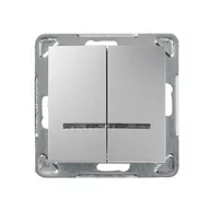 Wyłączniki światła i elektryczne - LEDart wiecznikowy dwugrupowy z podświetleniem niebieskim Ospel Impresja ŁP-2YS/m/18, bez ramki, kolor srebrny - miniaturka - grafika 1