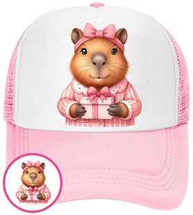 Czapka Z Daszkiem Kapibara Różowa Dla Dzieci Bejsbolówka Siatka Prezent - Czapki damskie - miniaturka - grafika 1