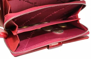 Portfel Damski Skórzany JENNIFER JONES Skóra Licowa Duży Z Suwakiem Czerwony Lakierowany Wzór JJ5261-2 15,5 x 10 x 4 [cm] - Portfele - miniaturka - grafika 11