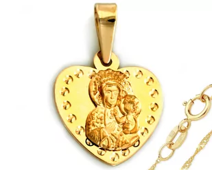 Złoty komplet biżuterii 333 medalik serduszko chrzest - Zestawy biżuterii dla kobiet - miniaturka - grafika 1