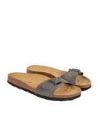 Klapki i japonki męskie - BABUNKERS Family Skórzane klapki w kolorze szarym - miniaturka - grafika 1