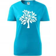Koszulki i topy damskie - Damska Koszulka na Dzień Mamy Drzewo mama na Prezent dla Mamy Urodziny turkusowy XXL - miniaturka - grafika 1