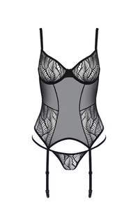 Leafa czarny gorset i stringi ECO, Kolor czarny, Rozmiar L/XL, Passion - Primodo.com - Body - miniaturka - grafika 1