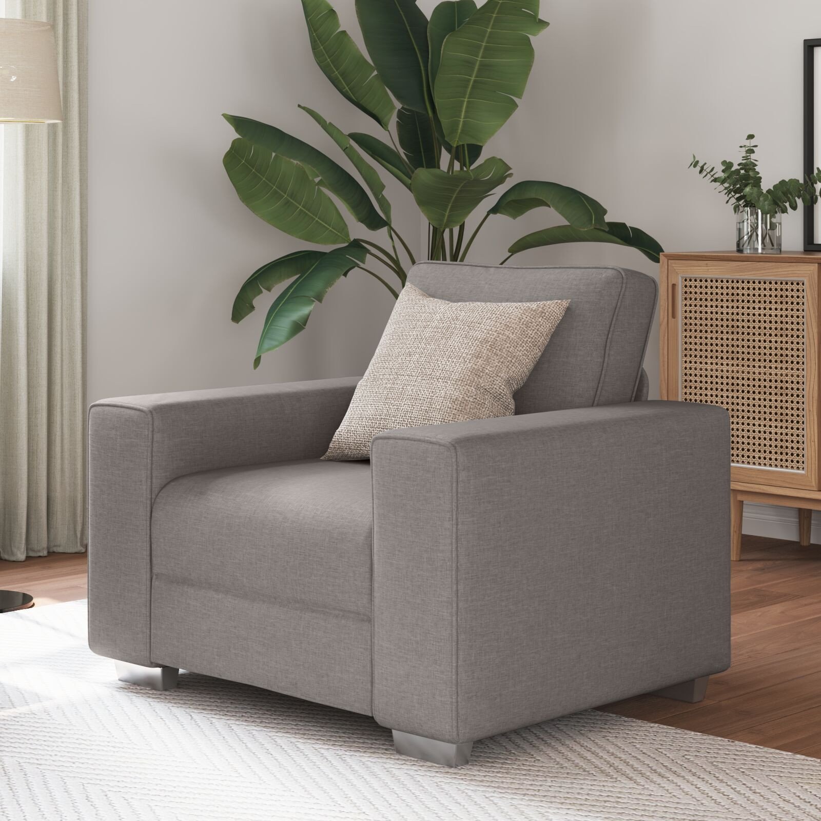 vidaXL Fotel taupe - 59 cm z materiału