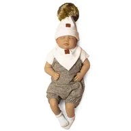 Czapki damskie - Hi Little One czapka z chustą komplet ALPACA BOHO White/Green Pom Pom - miniaturka - grafika 1