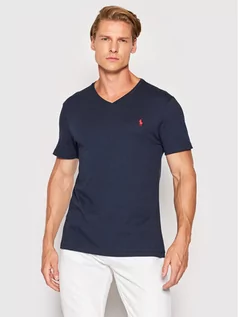 Koszulki męskie - Ralph Lauren Polo T-Shirt 710671453091 Granatowy Custom Slim Fit - grafika 1