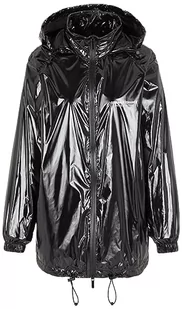 Armani Exchange Damska limitowana edycja We Beat As One Glossy Nylon Coat Rain Jacket, czarny, L - Kurtki damskie - miniaturka - grafika 1