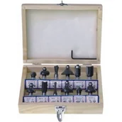 Frezy - DEDRA Zestaw 12 szt. Frezów kształtowych do drewna, z węglikiem, chwyt 8mm 0780 - miniaturka - grafika 1