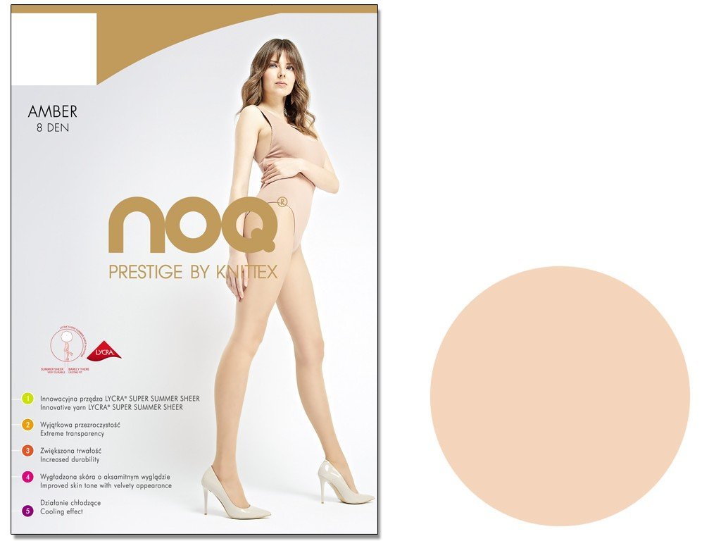 Rajstopy Cienkie Gładkie Amber 8 Den Nude 5