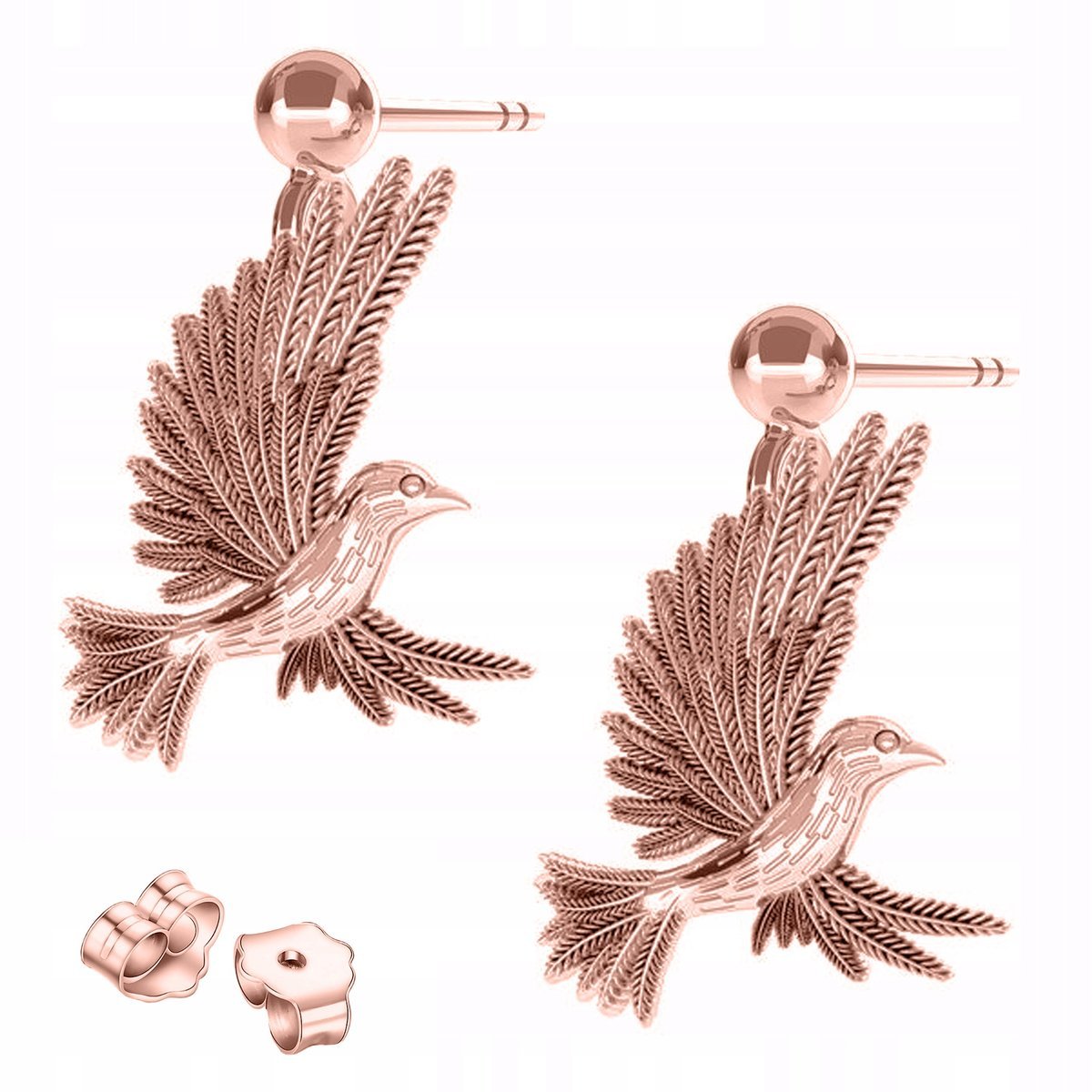 Kolczyki Pozłacane z Kolibrem Ptak Kiwi Bird Ptaki Kolibry SREBRO 925