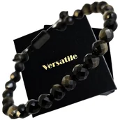 Bransoletki - Piękna REGULOWANA Bransoletka NATURALNY ZŁOTY OBSYDIAN NAJWYŻSZA JAKOŚĆ - miniaturka - grafika 1