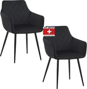 Zestaw 2 krzeseł do jadalni ALBATROS SALO, czarne - Nowoczesne i stylowe, wygodne krzesło tapicerowane - Eleganckie krzesło kuchenne, krzesło do jadalni lub krzesło do stołu w stylu retro - Krzesła - miniaturka - grafika 1