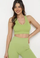 Bluzki damskie - Zielony Tank Top Sportowy z Prążkowanej Dzianiny Ophiase - miniaturka - grafika 1