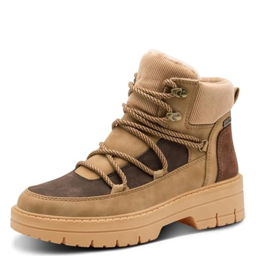 Jana Damskie buty WL Lace Boot TEX + wegańskie modne kozaki, Mocca Comb, 39 EU, Mocca Comb, 39 EU