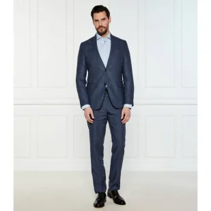 BOSS BLACK Lniany garnitur C-Huge-2Pcs-Peak-252 Slim Fit z dodatkiem wełny - Garnitury - miniaturka - grafika 1