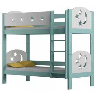 Piętrowe łóżko dla rodzeństwa z materacami, turkusowy - Mimi 3X 160x80 cm - Łóżka dla dzieci i młodzieży - miniaturka - grafika 1