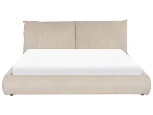 Łóżko sztruksowe 180 x 200 cm beżowoszare VINAY Lumarko! - Łóżka - miniaturka - grafika 5