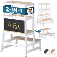 Krzesełka do karmienia - Wieża edukacyjna Barn Biały/Naturalny drewno sosnowe 93x51x50cm - miniaturka - grafika 1