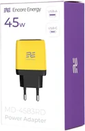 Ładowarki do telefonów - Ładowarka sieciowa Encore Energy GaN QC PD USB-A 18W USB-C 45W MD-4583RD standard - miniaturka - grafika 1