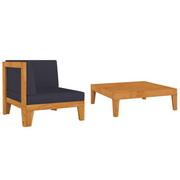 Meble ogrodowe - Sofa i stolik ogrodowy z drewna akacjowego z szarymi poduszkami - Arkano 3X - miniaturka - grafika 1