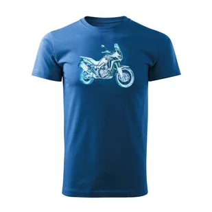 Koszulka motocyklowa z motocyklem na motor Honda Africa Twin CRF1100L niebieska granatowa-XL - Koszulki męskie - miniaturka - grafika 1