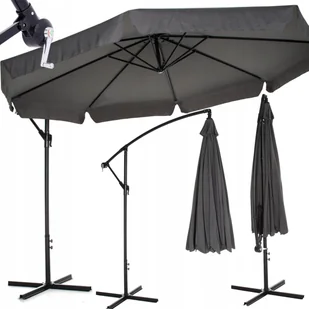 PARASOL OGRODOWY DUŻY 350 cm Z WYSIĘGNIKIEM SKŁADANY SOLIDNY Z FALBANĄ XXL - Parasole ogrodowe - miniaturka - grafika 1