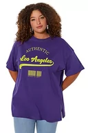 Koszulki i topy damskie - Trendyol Damska koszulka oversize Basic Crew Neck Knit Plus Size, fioletowa, 5XL, Fioletowy, 5XL (Duże Rozmiary) - miniaturka - grafika 1